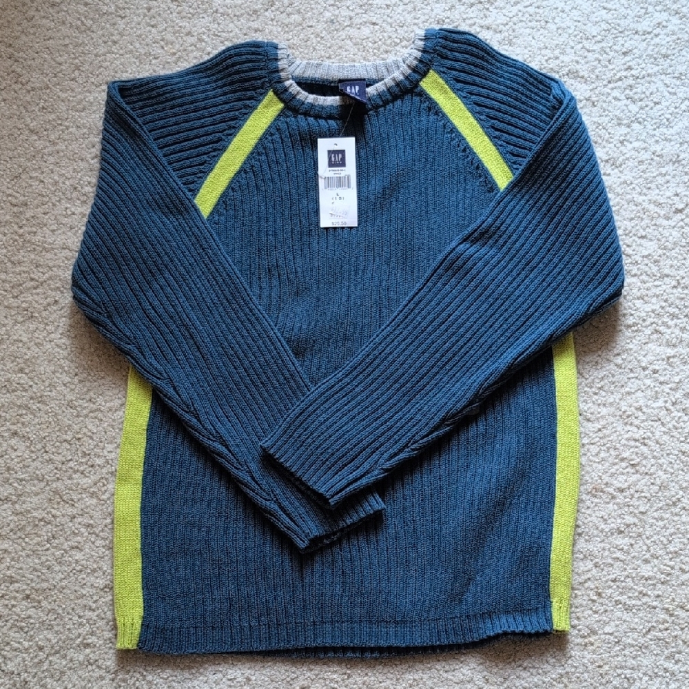 NWT GAP Kids Teal and Lime Sweater
